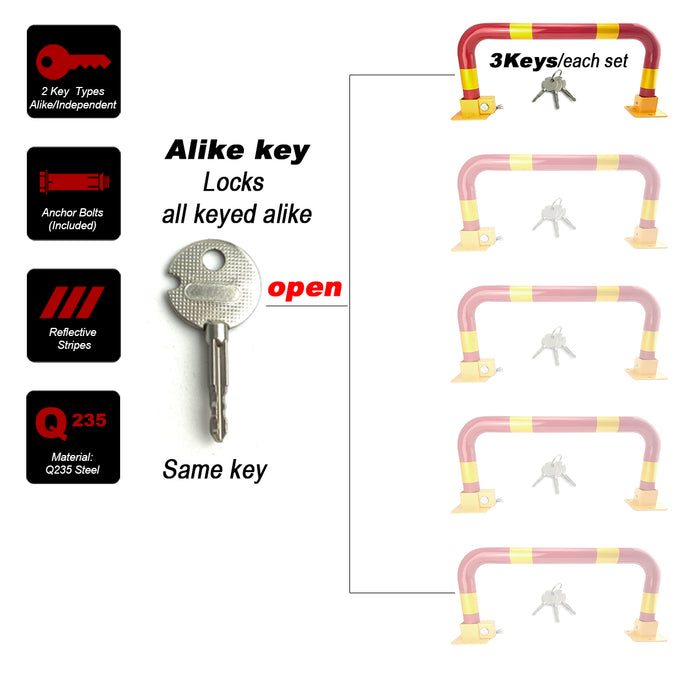 Arch Parking Barrier Fold Down Vehicle Security Locker Keyed Different Or Alike