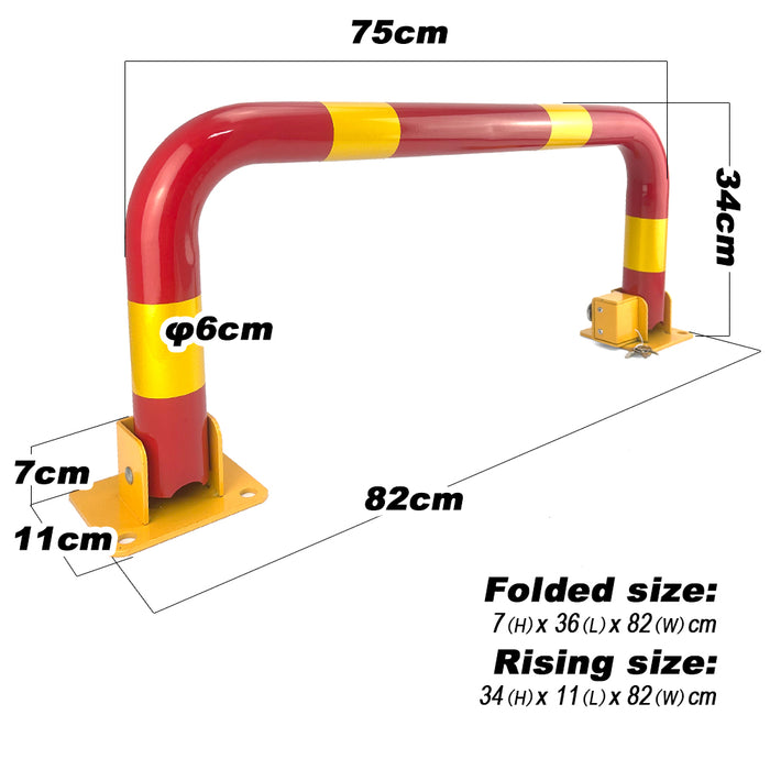 Fold Down Vehicle Parking Lock - Heavy-Duty Security Bollard - Anti-Theft Safety Barrier
