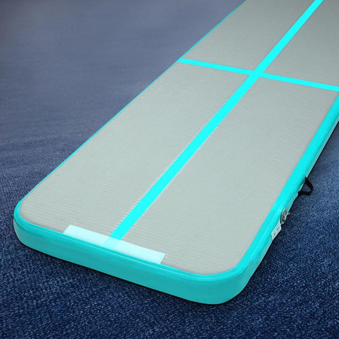 3m x 1m Inflatable Air Track Mat Gymnastic Tumbling Track Gym Training Floor -Mint +Grey