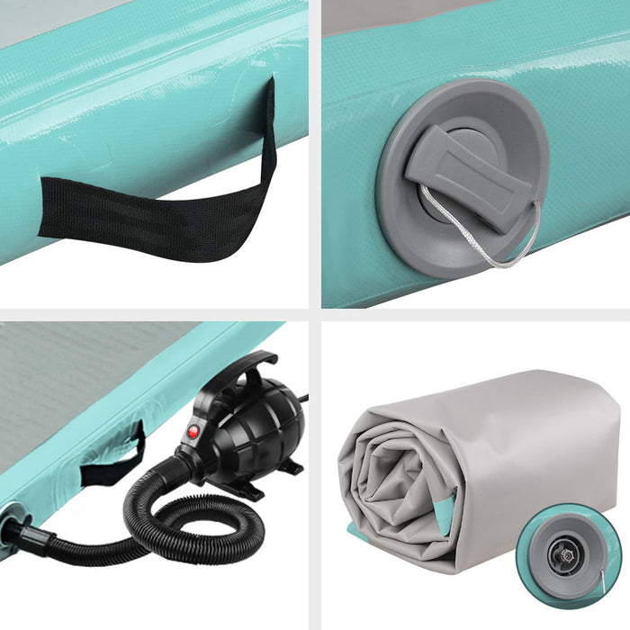 3X1M Inflatable Air Track Mat With Pump Tumbling Gymnastics Training Floor-Mint +Grey
