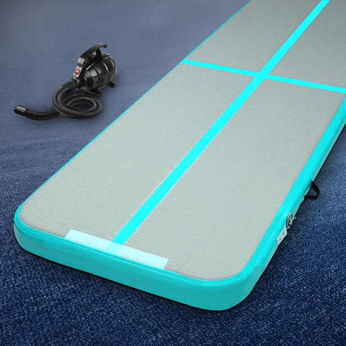 3X1M Inflatable Air Track Mat With Pump Tumbling Gymnastics Training Floor-Mint +Grey