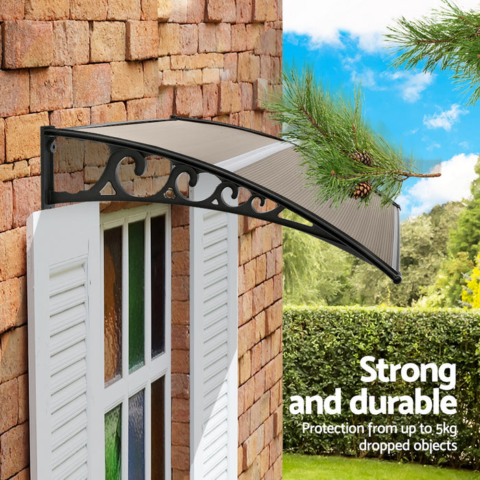 Instahut Window Door Awning 0.8mx1m Brown
