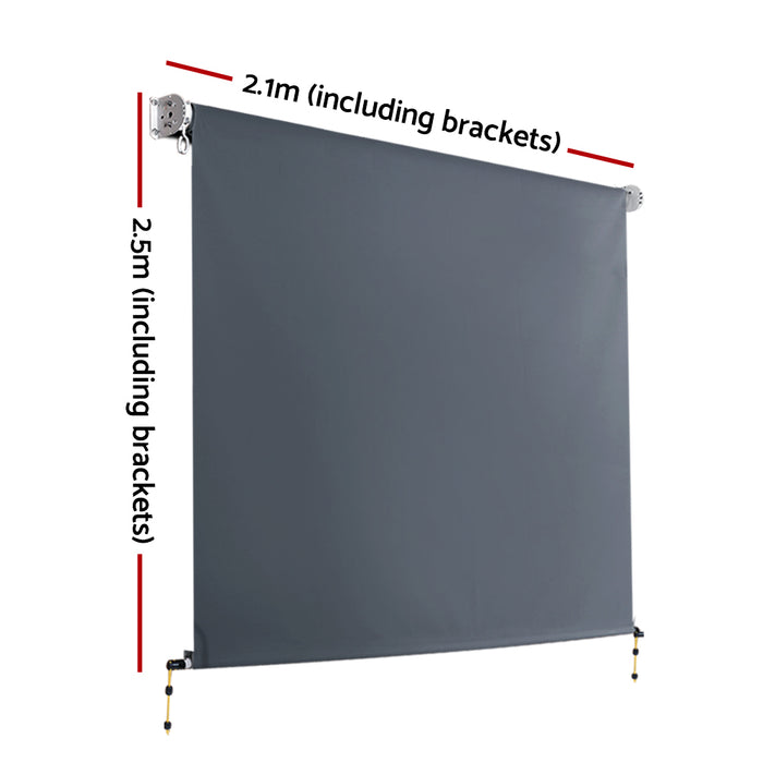 Instahut 2.1X2.5M Outdoor Blinds Awning Roll Down Canopy Retractable Outdoor Blinds Window Shade Grey