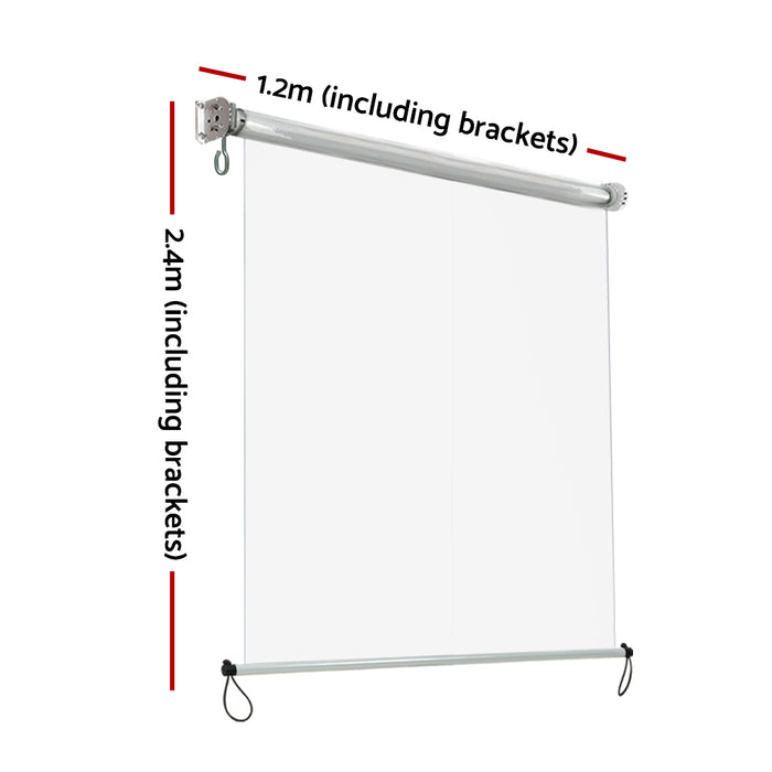 Instahut 1.2X2.4M Outdoor Blinds Clear Roll Down Awning Retractable Outdoor Blinds Water Wind Proof Transparent