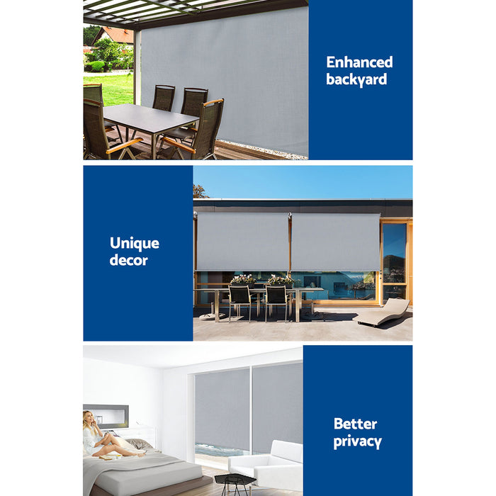 Instahut 3X2.5M Outdoor Blinds Awning Roll Down Screen Fabric Blinds Outdoor Window Shade Grey