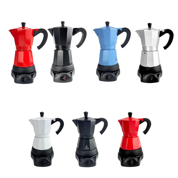 Electric Aluminium Moka Coffee Maker Espresso Italian Classic auto power off Home 3/6Cups