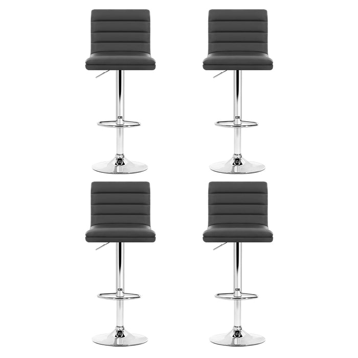 Artiss Set of 4 PU Leather Lined Pattern Bar Stools- Grey and Chrome