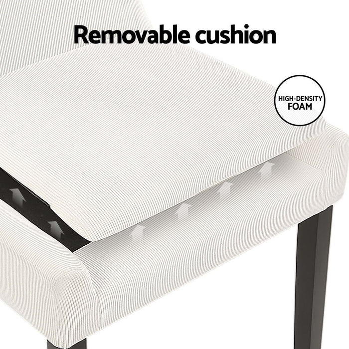 Artiss Dining Chairs Set of 4 Corduroy Wooden Beige