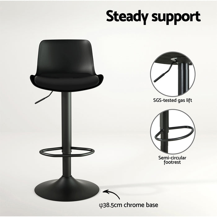 Artiss 2x Bar Stools Padded Seat Gas Lift Black