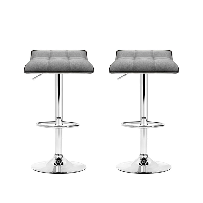 Artiss 2x Bar Stools Linen Padded Gas Lift