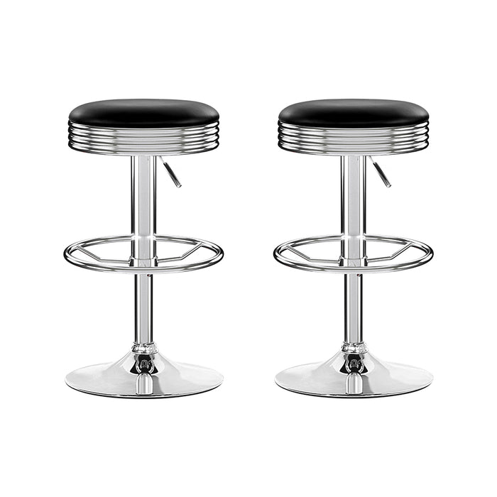 Artiss Set of 2 Backless PU Leather Bar Stools - Black and Chrome