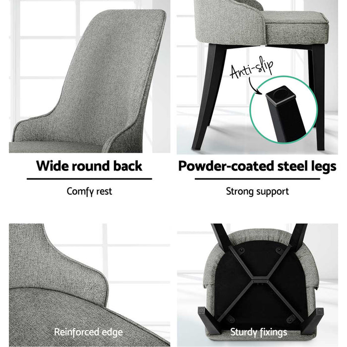 Artiss Dining Chairs Set of 4 Linen Fabric Grey