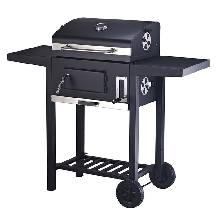 Portable Charcoal Grill BBQ with Wheels - Steel Outdoor Cooking Trolley, Outdoor Barbecue Set with Charcoa Pan Adjustment System, Compact Picnic/Patio/Backyard Grill&nbsp;
