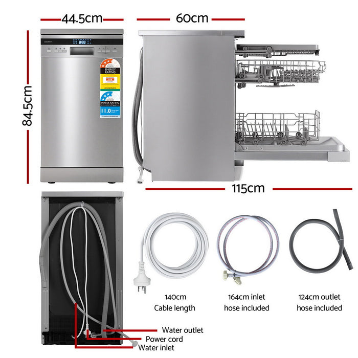 Devanti 10 Place Settings Freestanding Dishwasher Silver