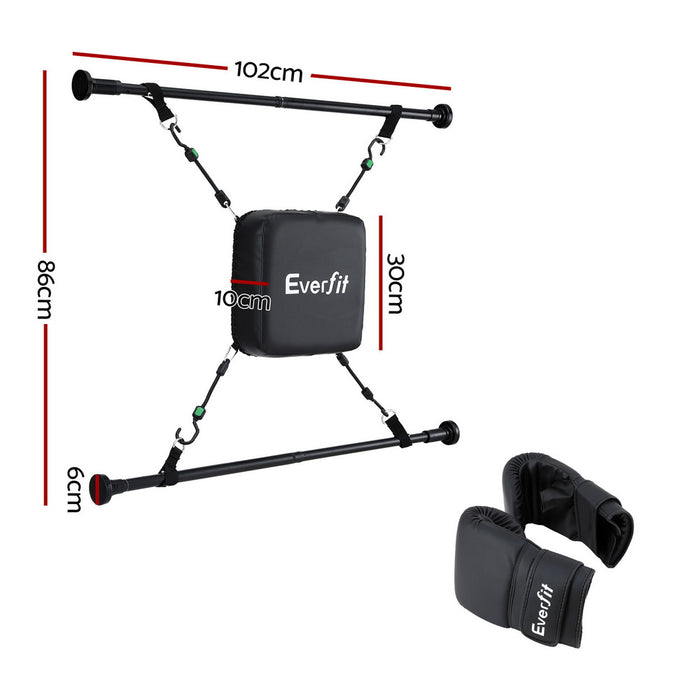 Everfit Doorway Punching Bag Adjustable Apartment Friendly with Boxing Gloves Black