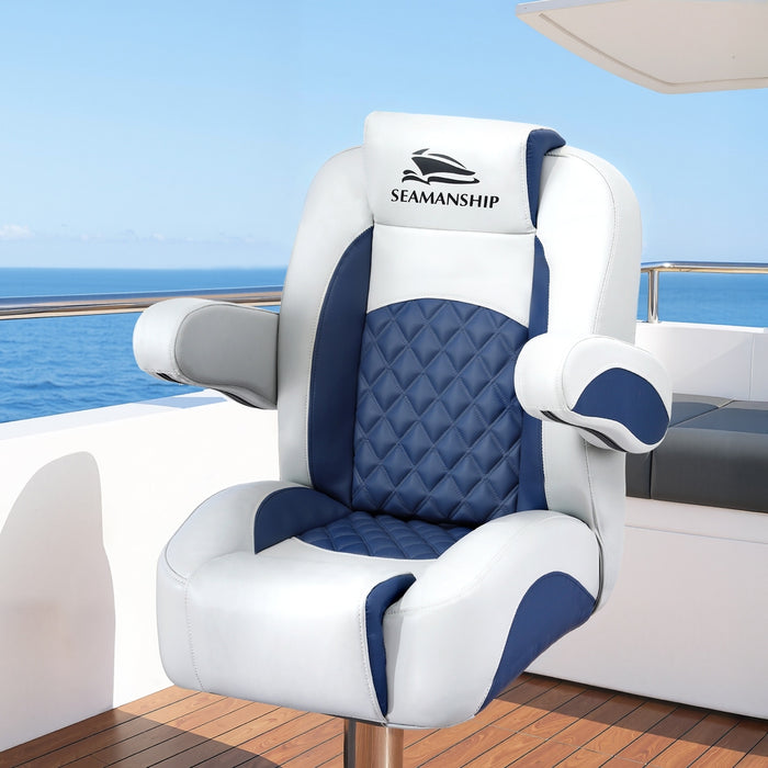 Seamanship Reclining Captain Boat Seat 90°-155° Recline, 19cm Thick Cushion
