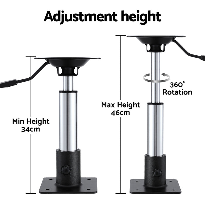 Seamanship Boat Seat Pedestal 34-46cm Adjustable Gas Lift 360 Degrees Swivel