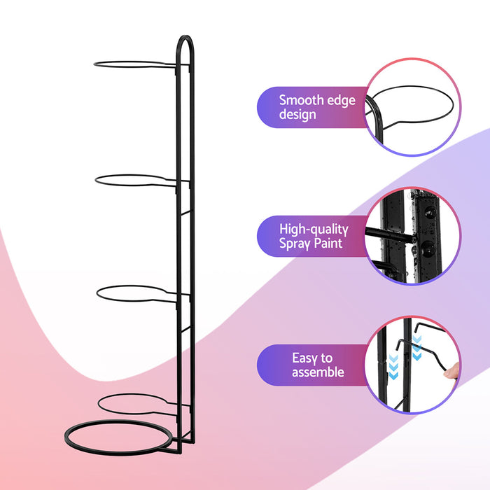 Everfit Ball Storage Rack Sports Equipment Organizer 4-Tier Holder for Garage Gym Black