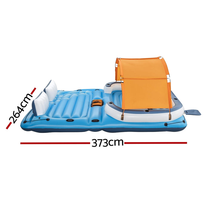 Bestway Pool Float Island Inflatable Lounge 6-person Raft Seat Canopy