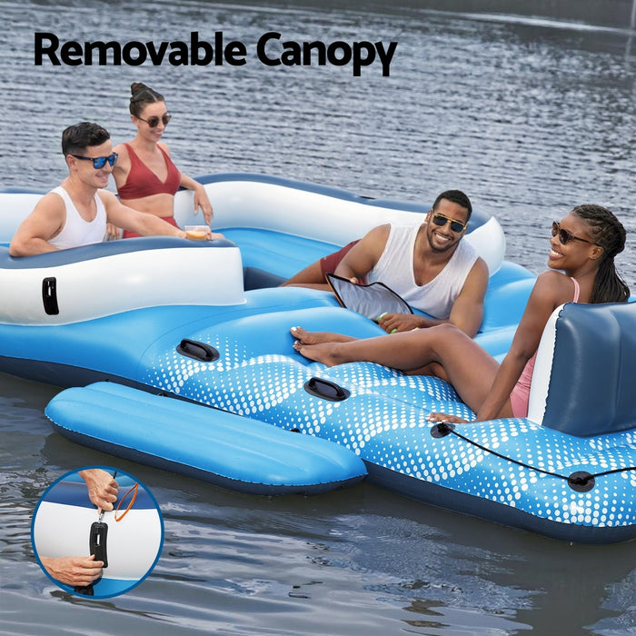 Bestway Pool Float Island Inflatable Lounge 6-person Raft Seat Canopy