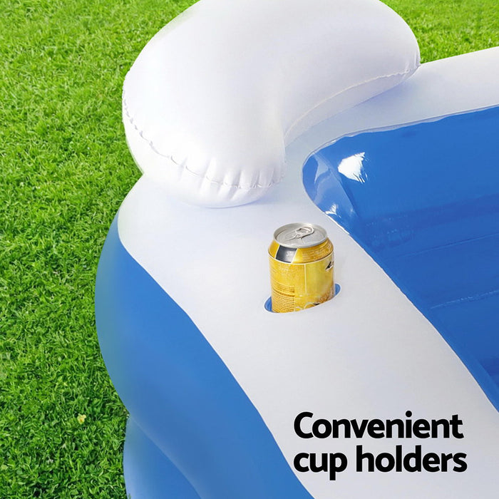 Bestway Kids Inflatable Pool Above Ground Pools Seat Cushions Cup Holder 213x206cm