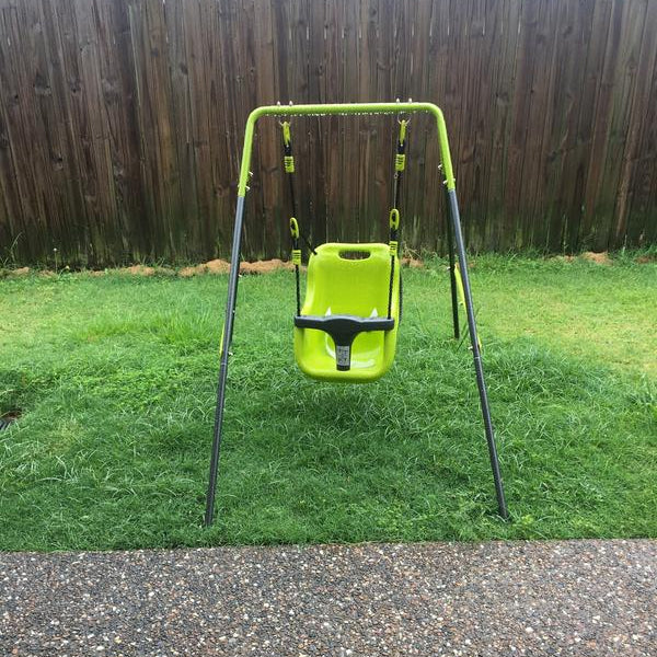 Baby Swing Set Adjustable Height Steel & Plastic & PVC 6-36M Green