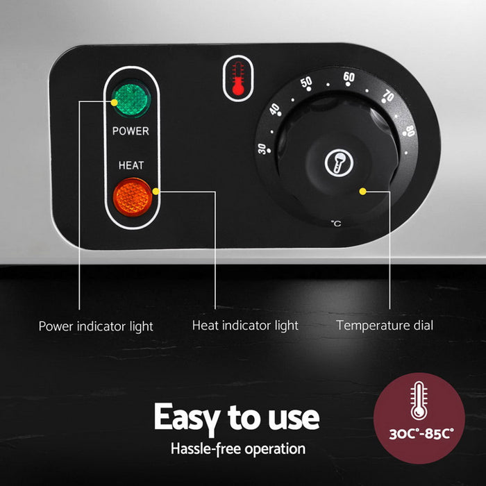 Devanti Commercial Food Warmer Bain Marie 4 Electric Buffet Pans