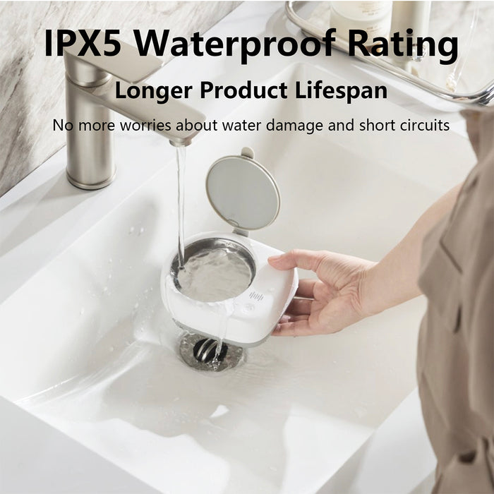 Cordless Ultrasonic Retainer Cleaner for Travel, 50kHz Ultra-Thin Dental Cleaner For Aligner, Braces, Night Guard, Jewelry with Cleaning Tablets (Arctic White)