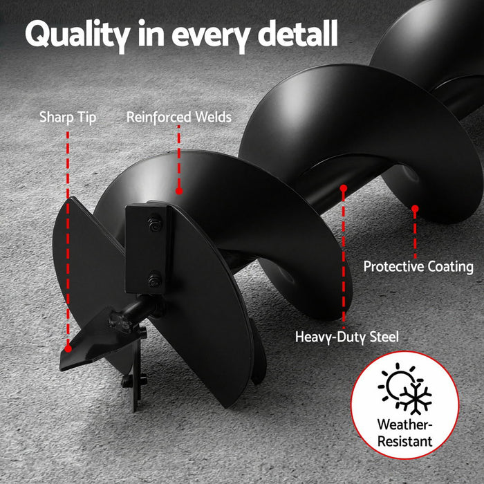 Giantz Post Hole Digger Auger Drill Bit 200mm with 80cm Extension Shaft Black