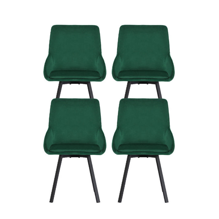 Artiss Dining Chairs Set of 4 Velvet Swivel Base Green
