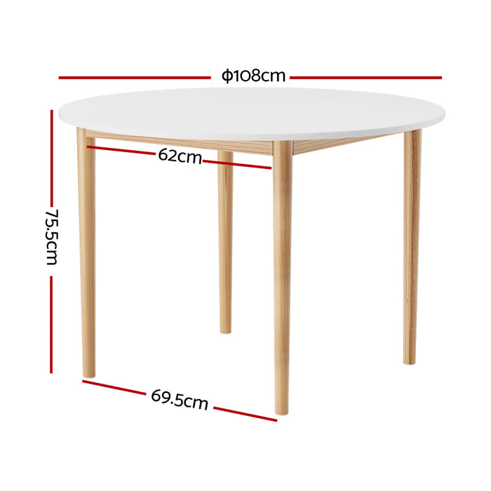 Artiss Dining Table Round White 108CM Diameter Demi