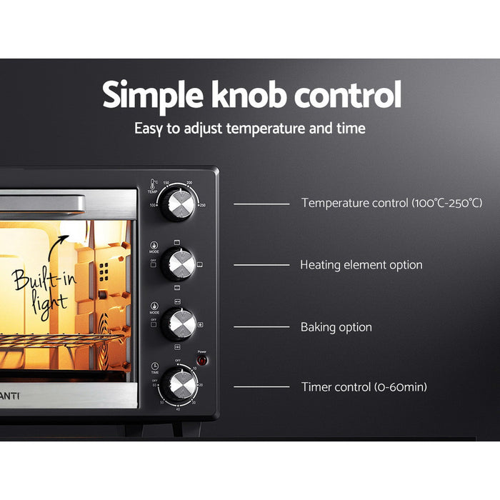 Devanti 45L Convection Oven Electric Fryer Ovens 1800W Black