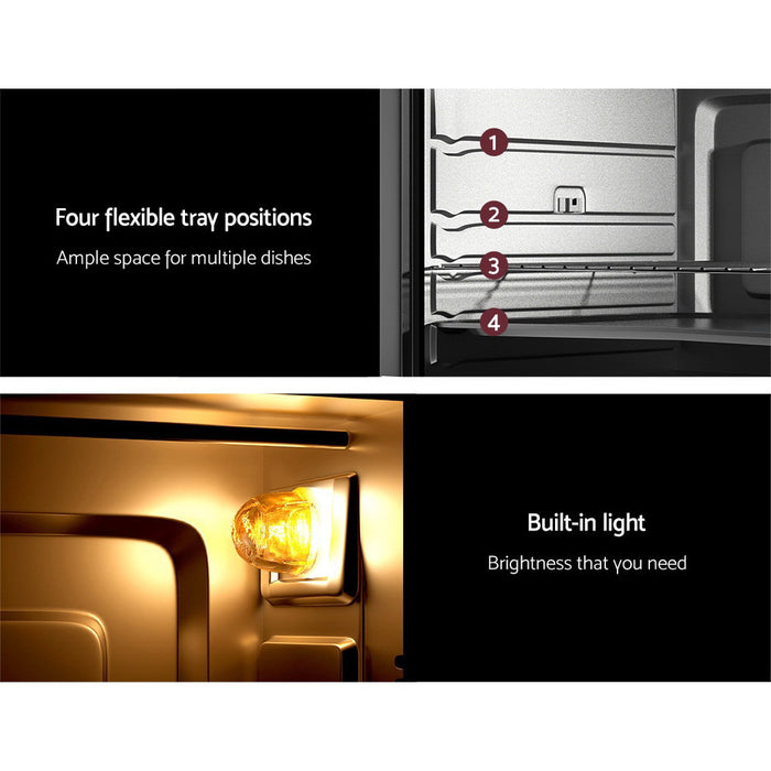 Devanti 45L Convection Oven Electric Fryer Ovens 1800W Black