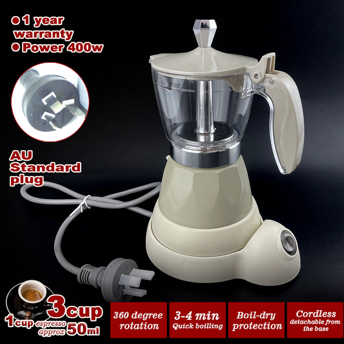 Electric Espresso Moka Coffee Maker 3cups Italian Classic - Cream Trade Me