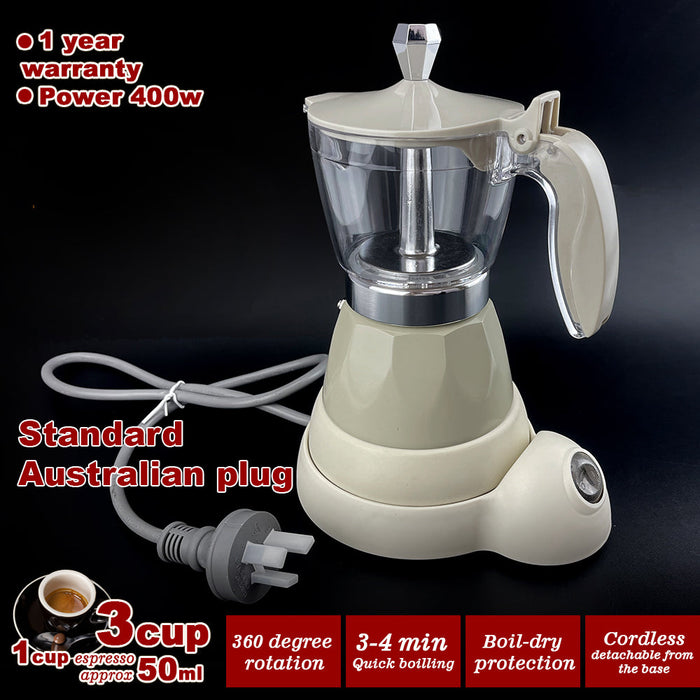 Electric Espresso Moka Coffee Maker 3cups Italian Classic - Cream Trade Me