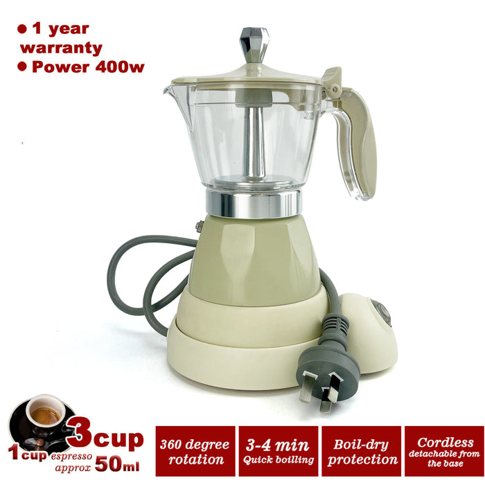 Electric Espresso Moka Coffee Maker 3cups Italian Classic - Cream Trade Me
