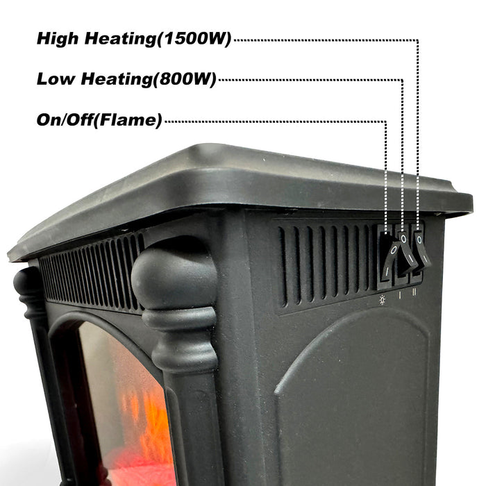 Electric Fireplace FreeStanding Heater Lightweight Up to 20m² Realistic 3D Flame Trade Me