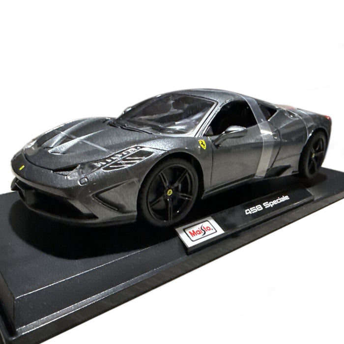 Maisto 1:18 Metallic Diecast + Plastic Part Car Model Ferrari 458 Speciale Grey