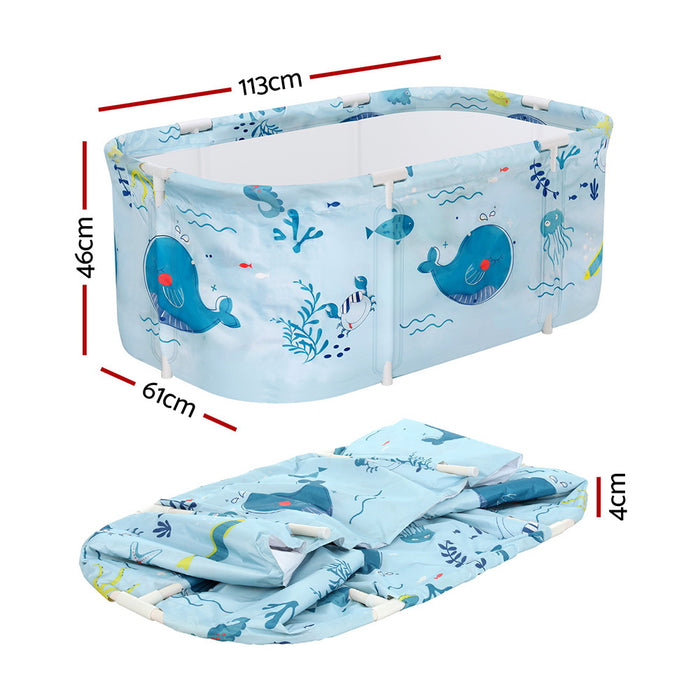 Weisshorn Foldable Bathtub PVC Spa Bucket Inflatable Cushion 114x62cm Blue