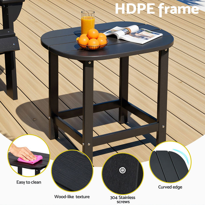 Gardeon Outdoor Coffee Side Table HDPE Desk Patio Furniture Camping Garden Black