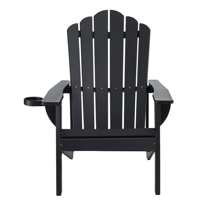 Gardeon Outdoor Chairs HDPE Adirondack Beach Chair Sun Lounge Patio Furniture Garden Black