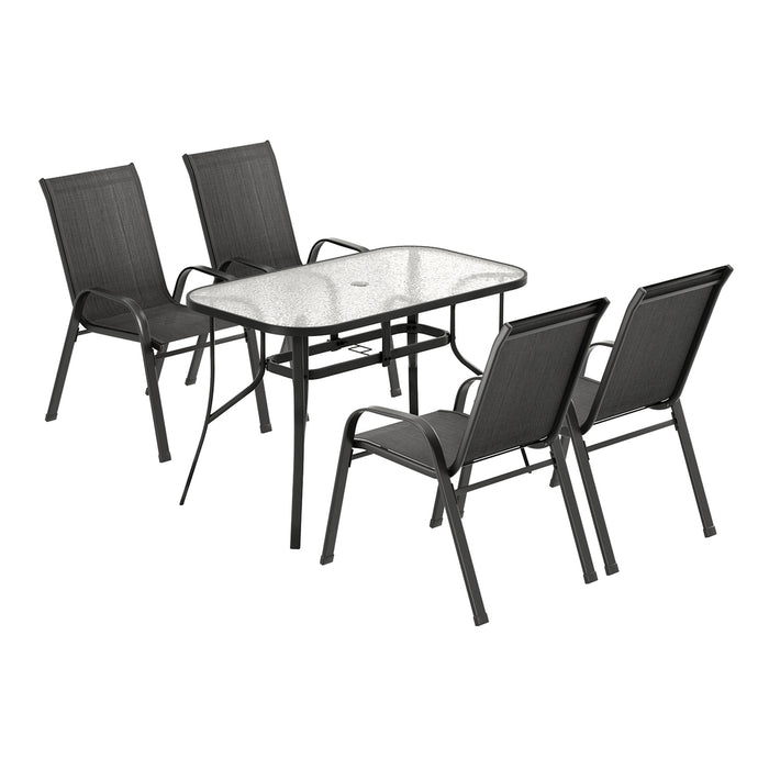 Gardeon 5PC Outdoor Dining Set Table and Chairs Patio Furniture Bistro Set Garden Black