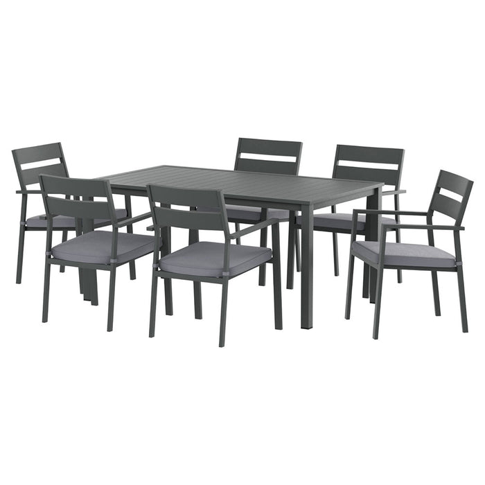 Gardeon Outdoor Dining Set 7 Piece Aluminum Table Chairs Setting Black