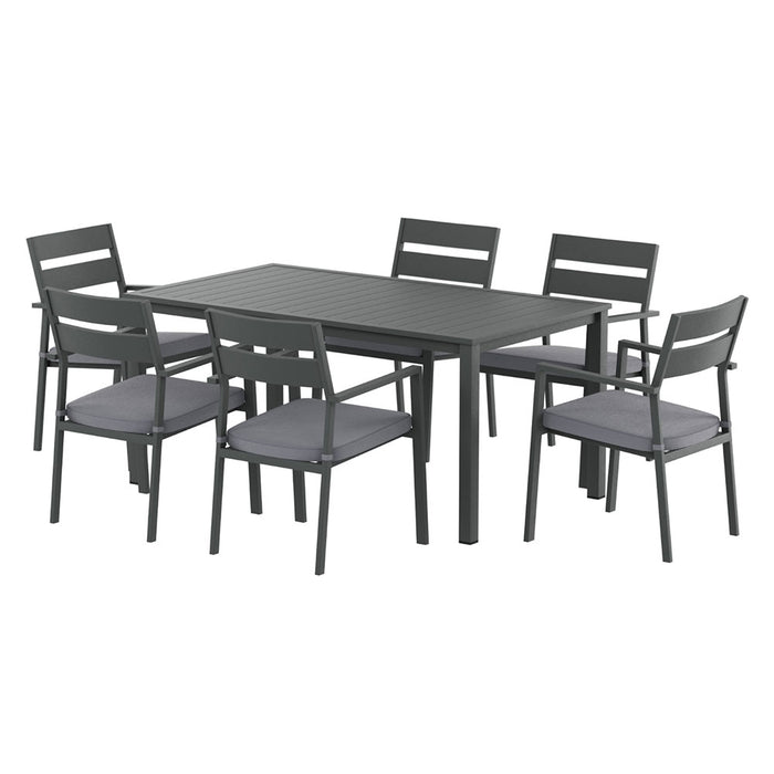 Gardeon Outdoor Dining Set 7 Piece Aluminum Table Chairs Setting Black