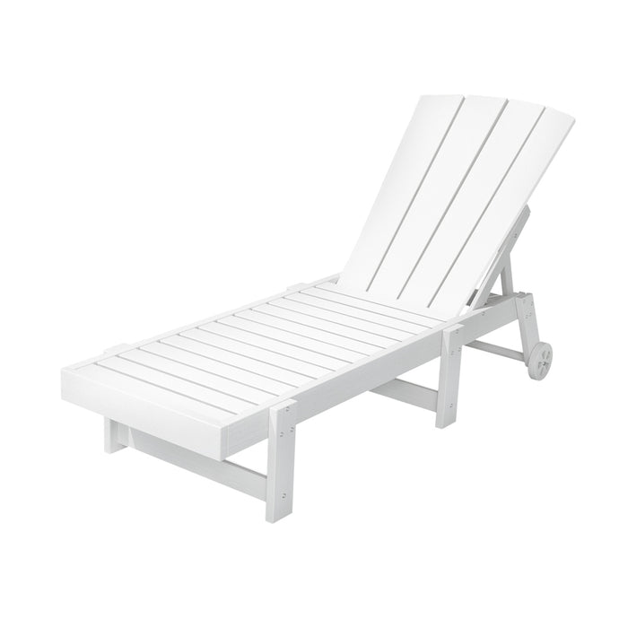 Gardeon Sun Lounge Beach Chair HDPE Adirondack Lounger Patio Outdoor Furniture with Wheels White