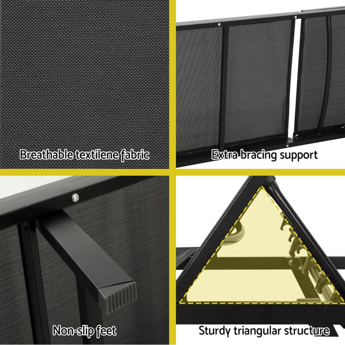 Gardeon Sun Lounge Outdoor Lounger Steel Beach Chair Patio Furniture Black