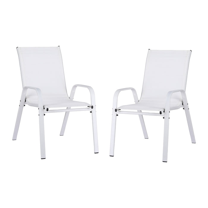 Gardeon 2PC Outdoor Dining Chairs Stackable Lounge Chair Patio Furniture White