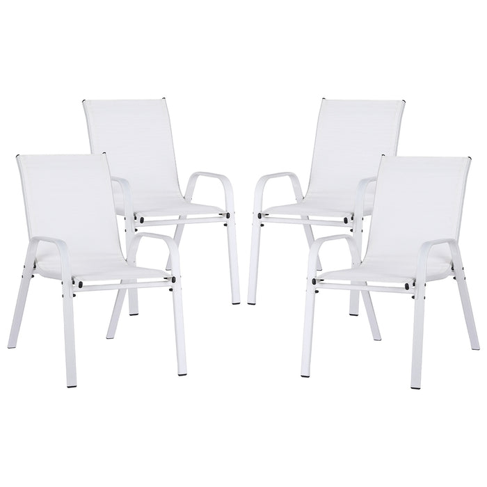 Gardeon 4PC Outdoor Dining Chairs Stackable Lounge Chair Patio Furniture White