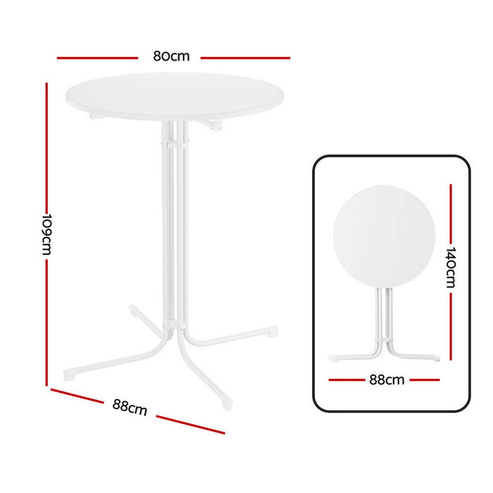 Gardeon Outdoor Bar Table Round Folding Desk Top 109cm Patio Furniture White