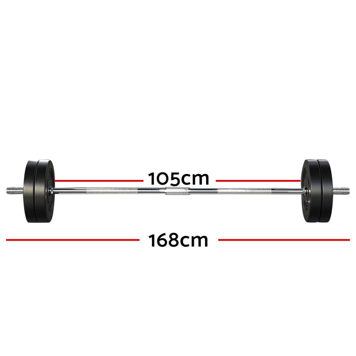 Everfit 48kg Barbell Set Weight Plates Bar Lifting Bench 168cm